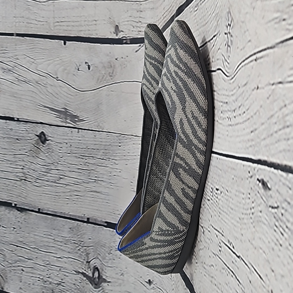 Rothy's Zebra Pointed Toe Women's Gray Knit Slip On Ballet Flats Size 10